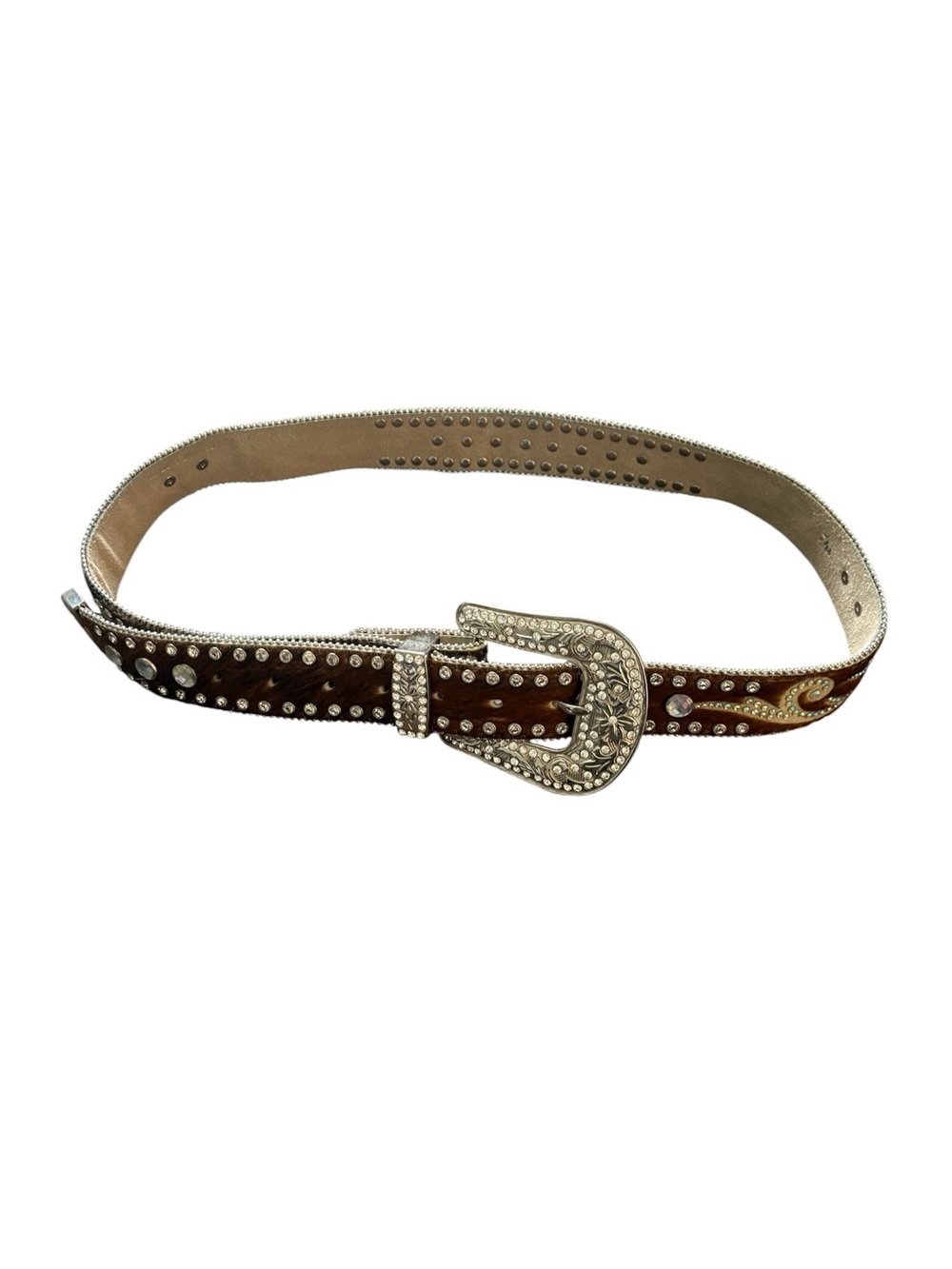 Nocona Calf hair Crystal Studded Rhinestone western belt